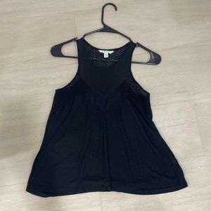 High neck, sheer neckline tank